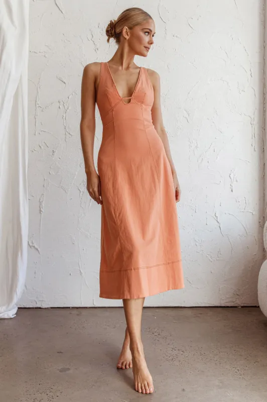 Elias Decorative Stitch Midi Dress Mango sold by Selfie Leslie