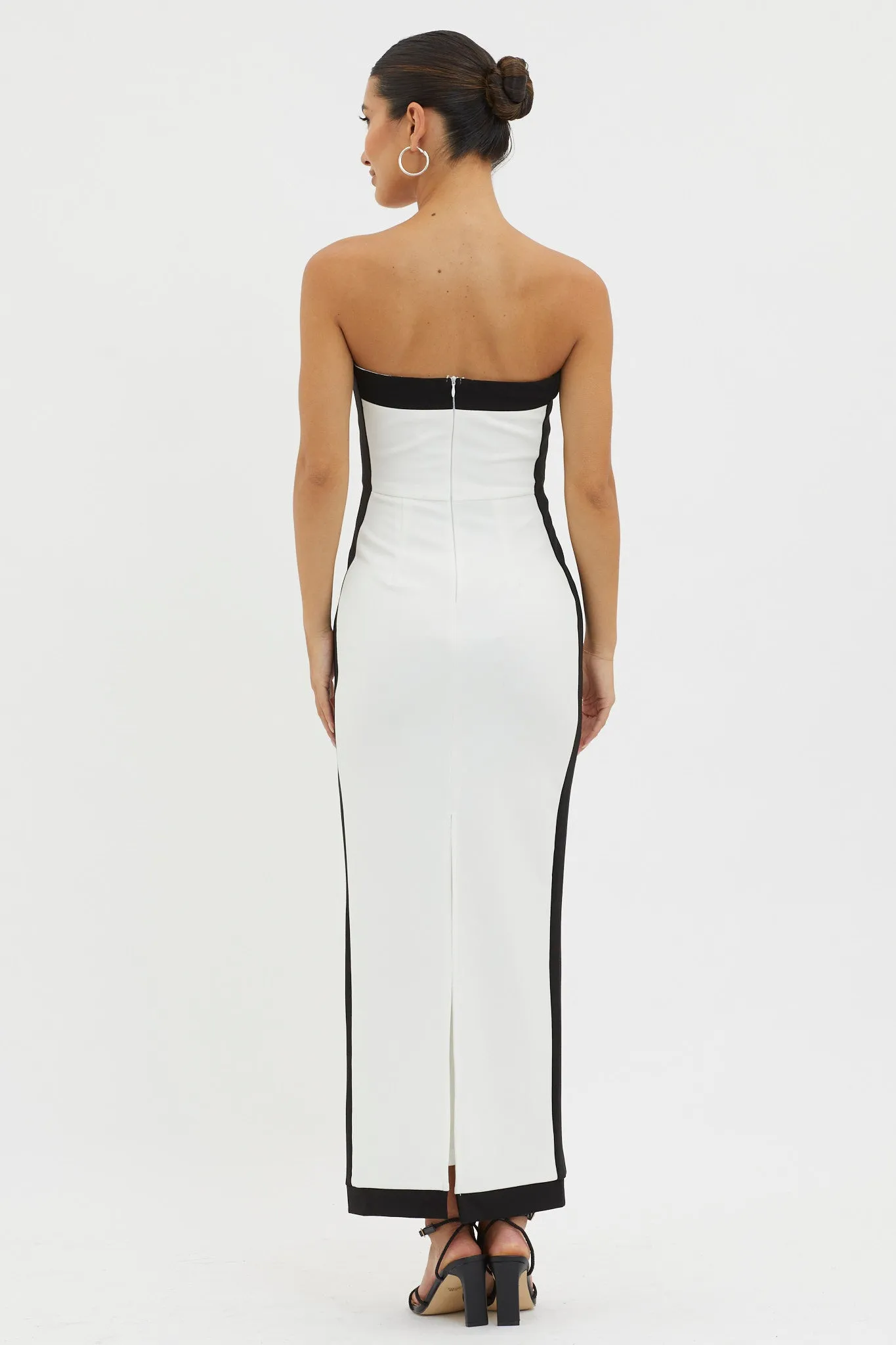 Tenika Strapless Bodycon Maxi Dress White/Black sold by Selfie Leslie product image thumbnail 2