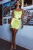Ziggy Satin Mini Skirt Lemon sold by Selfie Leslie