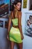 Ziggy Satin Mini Skirt Lemon sold by Selfie Leslie