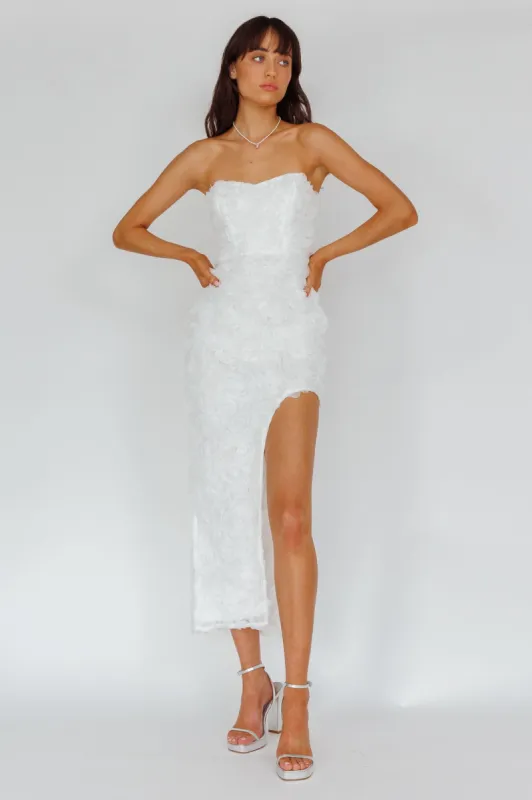 In Paris Embellished Midi Dress White sold by Selfie Leslie