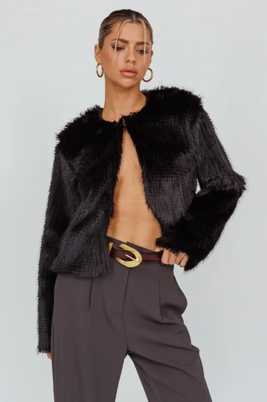 London Day Faux Fur Jacket Black sold by Selfie Leslie