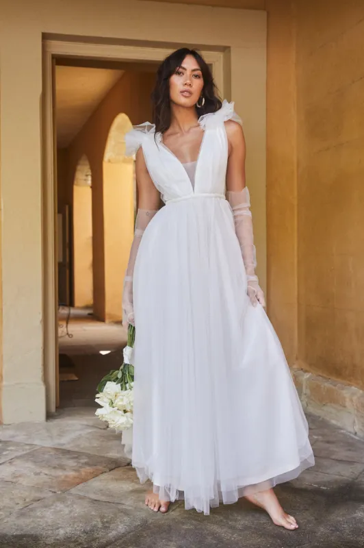 Regine Mesh Overlay Maxi Dress White sold by Selfie Leslie