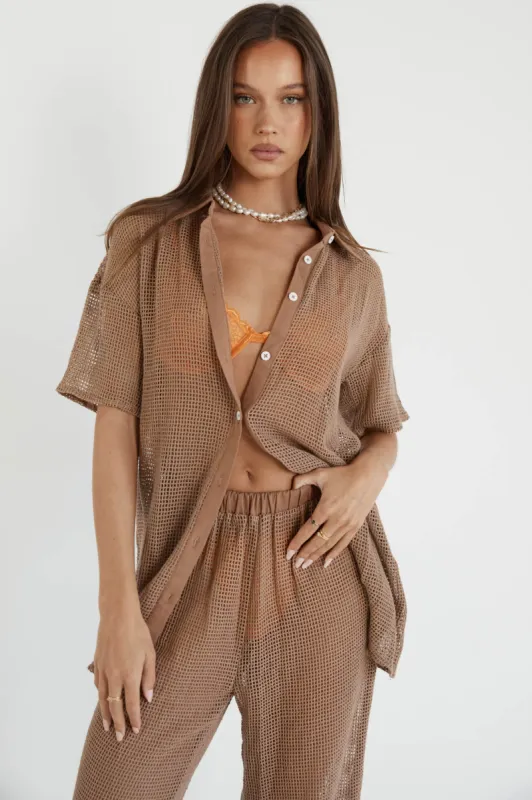 SNDYS Hyams Buttoned Knit Top Mocha sold by Selfie Leslie