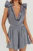 Hallie Cowl Neck Rosette Romper Cement sold by Selfie Leslie