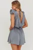 Hallie Cowl Neck Rosette Romper Cement sold by Selfie Leslie