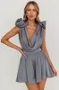 Hallie Cowl Neck Rosette Romper Cement sold by Selfie Leslie