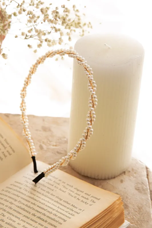 Odette Twisted Pearl Headband Gold sold by Selfie Leslie