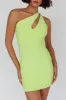 Malaga One-Shoulder Keyhole Mini Dress Lime sold by Selfie Leslie