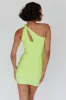 Malaga One-Shoulder Keyhole Mini Dress Lime sold by Selfie Leslie