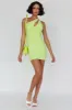 Malaga One-Shoulder Keyhole Mini Dress Lime sold by Selfie Leslie