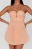 Summer Sweetheart Bow Back Mesh Mini Dress Peach sold by Selfie Leslie