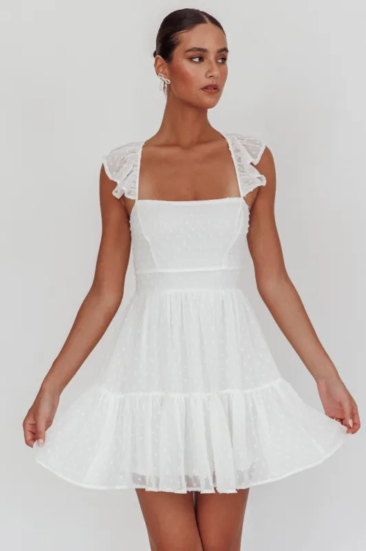 Franki Strappy Back Mini Dress Hail Spot White sold by Selfie Leslie
