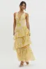 Veda Strappy Back Ruffle Midi Dress Floral Yellow sold by Selfie Leslie