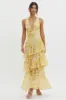 Veda Strappy Back Ruffle Midi Dress Floral Yellow sold by Selfie Leslie