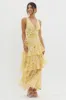 Veda Strappy Back Ruffle Midi Dress Floral Yellow sold by Selfie Leslie