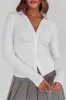 Day Date Button Scrunch Top White sold by Selfie Leslie