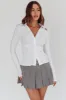 Day Date Button Scrunch Top White sold by Selfie Leslie