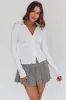 Day Date Button Scrunch Top White sold by Selfie Leslie
