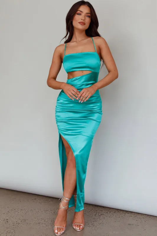 Can't Hardly Wait Cut-Out Midi Dress Green sold by Selfie Leslie