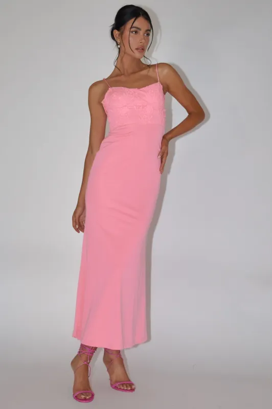 Likita Floral Applique Bodice Maxi Dress Pink sold by Selfie Leslie