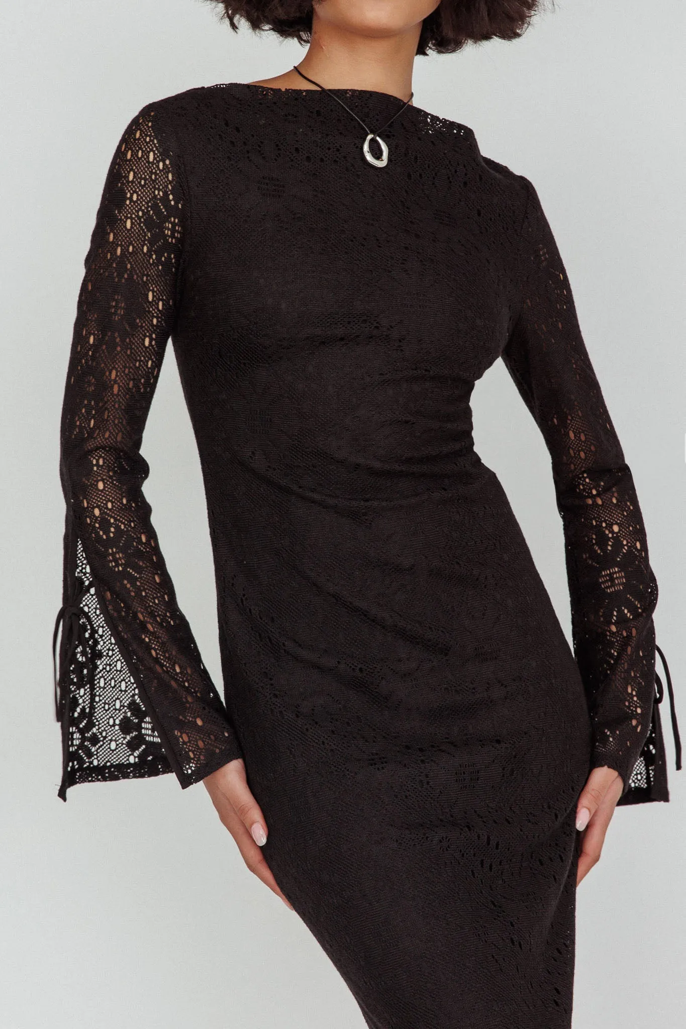 Kalia Long Sleeve Lace Midi Dress Black sold by Selfie Leslie product image thumbnail 4