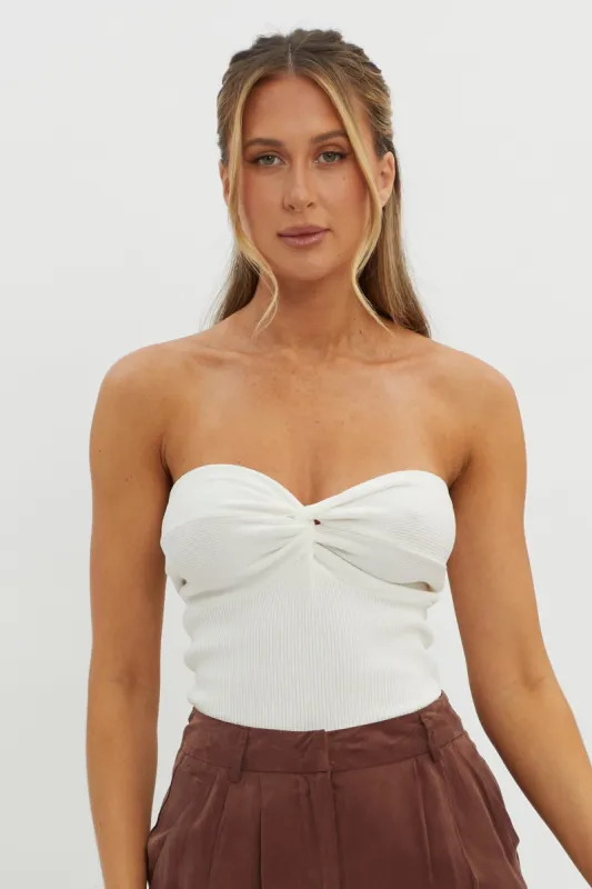 Teagan Strapless Ribbed Knit Top White sold by Selfie Leslie