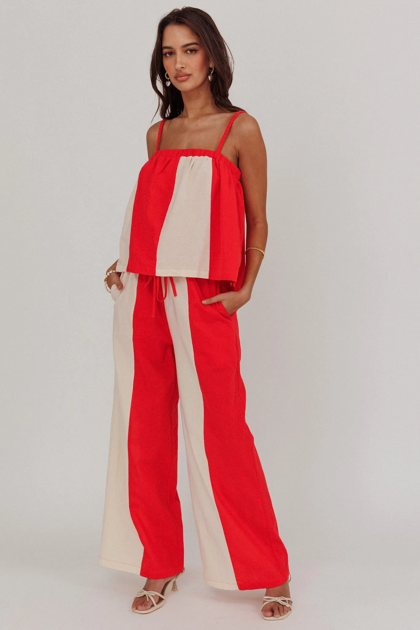Dream Girl Contrast Wide Leg Pant Tomato Red sold by Selfie Leslie product image thumbnail 5