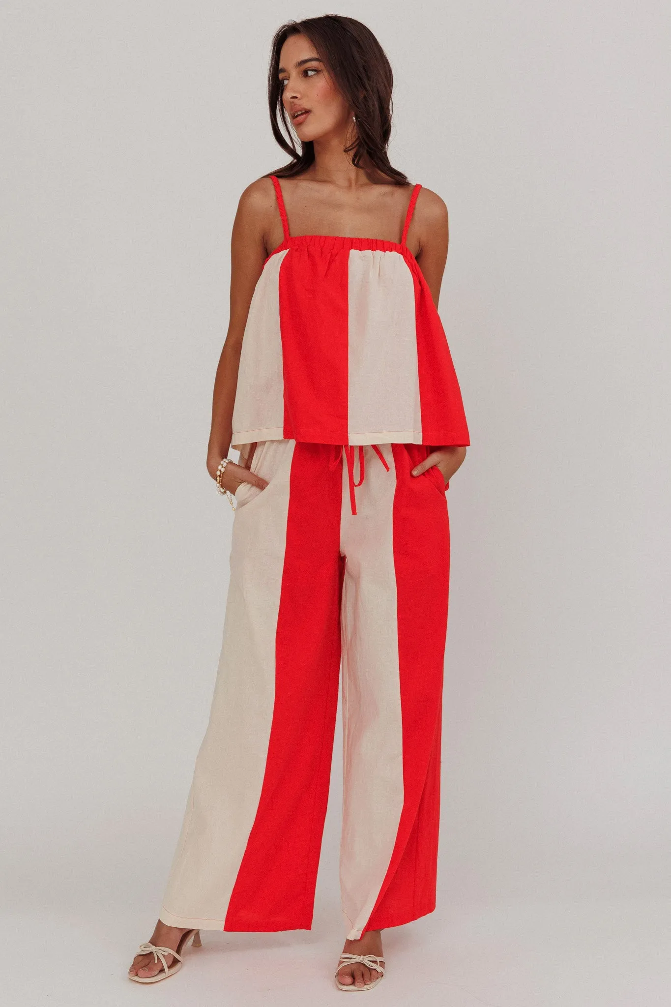 Dream Girl Contrast Wide Leg Pant Tomato Red sold by Selfie Leslie product image thumbnail 3