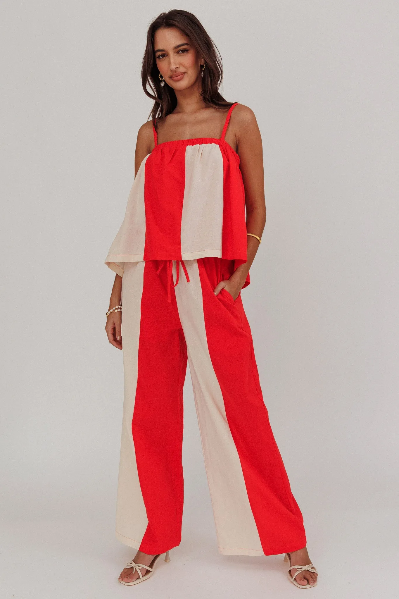 Dream Girl Contrast Wide Leg Pant Tomato Red sold by Selfie Leslie