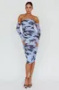 Cece Off-Shoulder Midi Dress Floral Blue sold by Selfie Leslie
