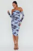 Cece Off-Shoulder Midi Dress Floral Blue sold by Selfie Leslie