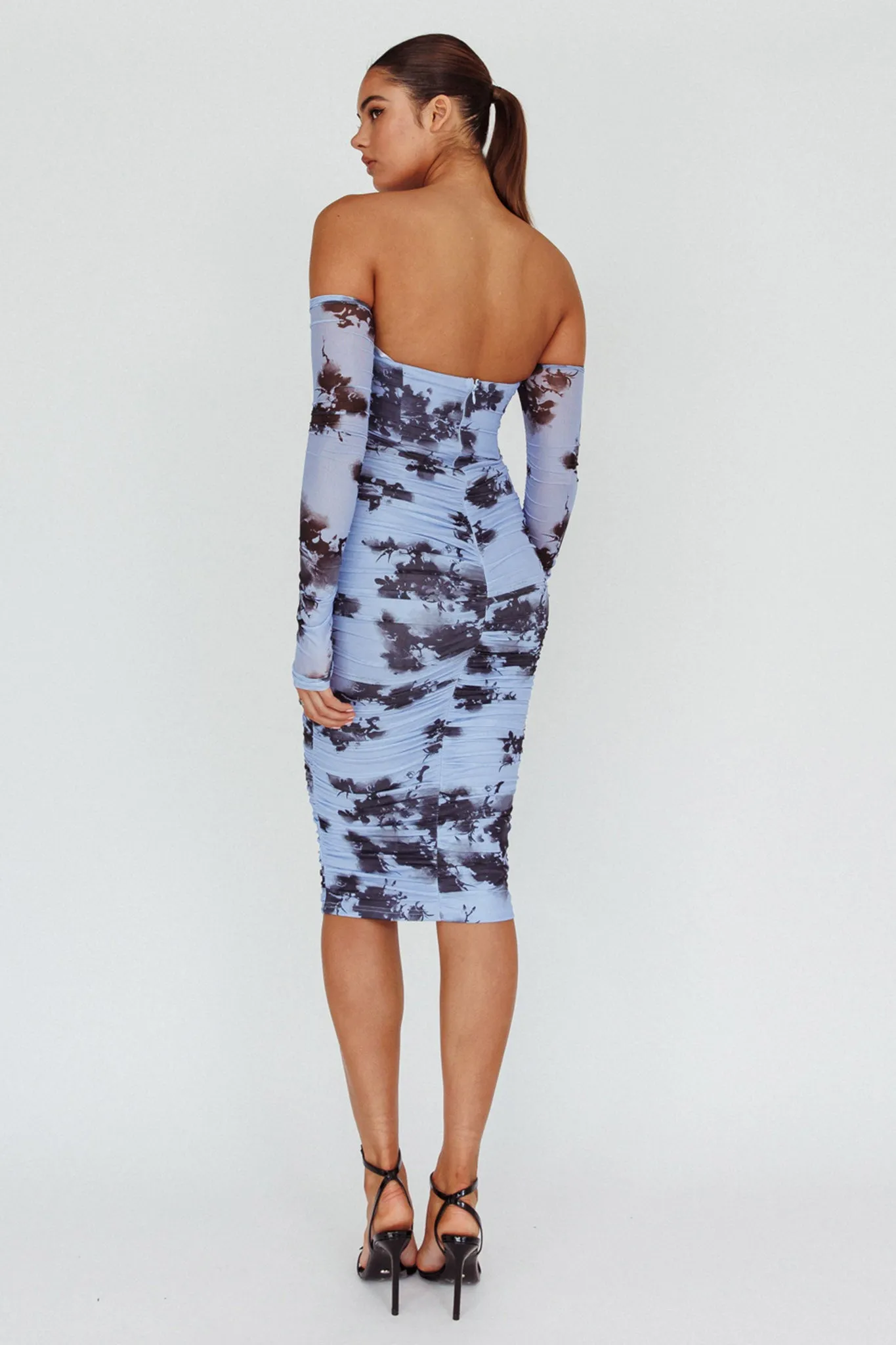 Cece Off-Shoulder Midi Dress Floral Blue sold by Selfie Leslie product image thumbnail 2