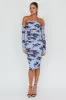 Cece Off-Shoulder Midi Dress Floral Blue sold by Selfie Leslie
