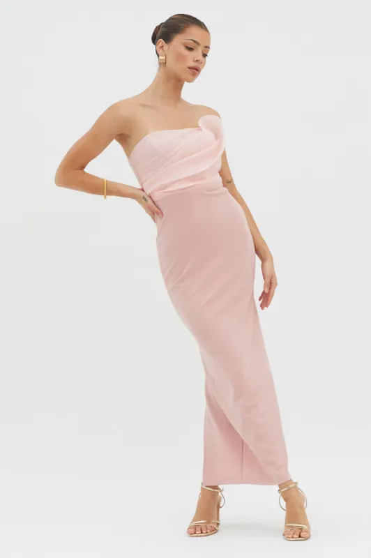 Karaline Strapless Bust Accent Maxi Dress Blush sold by Selfie Leslie