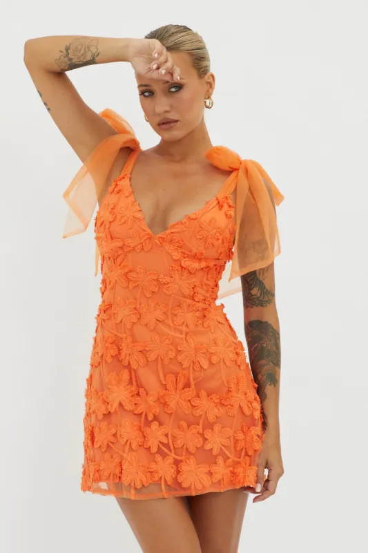 Mykonos Morning Tied Shoulder Embellished Mini Dress Orange sold by Selfie Leslie