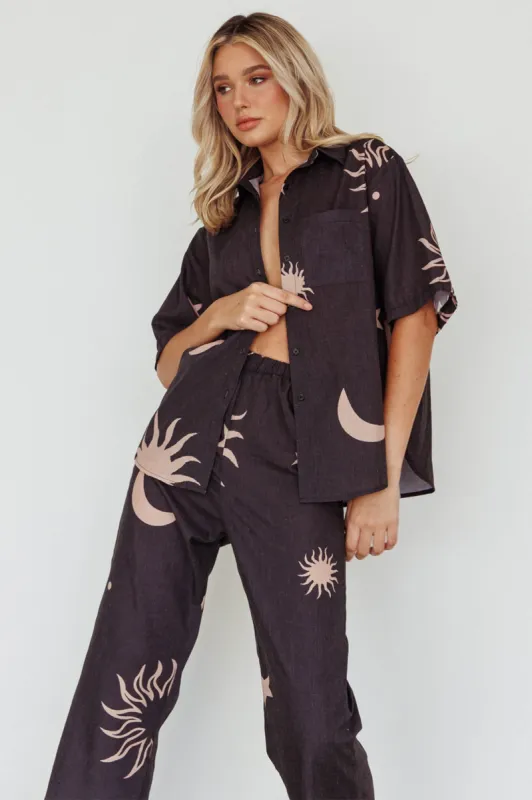 Just A Hunch Button Shirt Sun Moon Black sold by Selfie Leslie