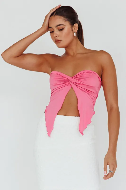 Lulu Strapless Crop Top Candy Pink sold by Selfie Leslie