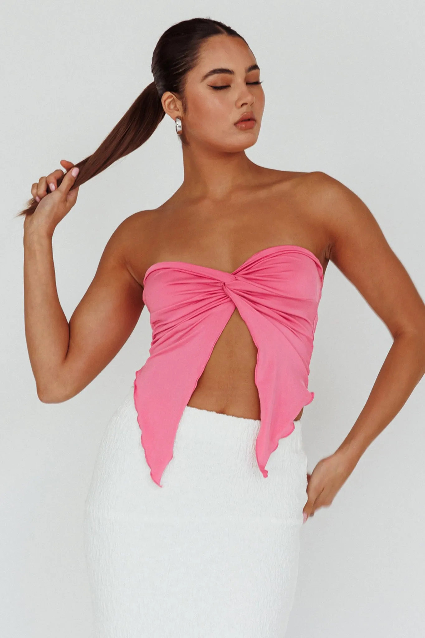 Lulu Strapless Crop Top Candy Pink sold by Selfie Leslie product image thumbnail 5