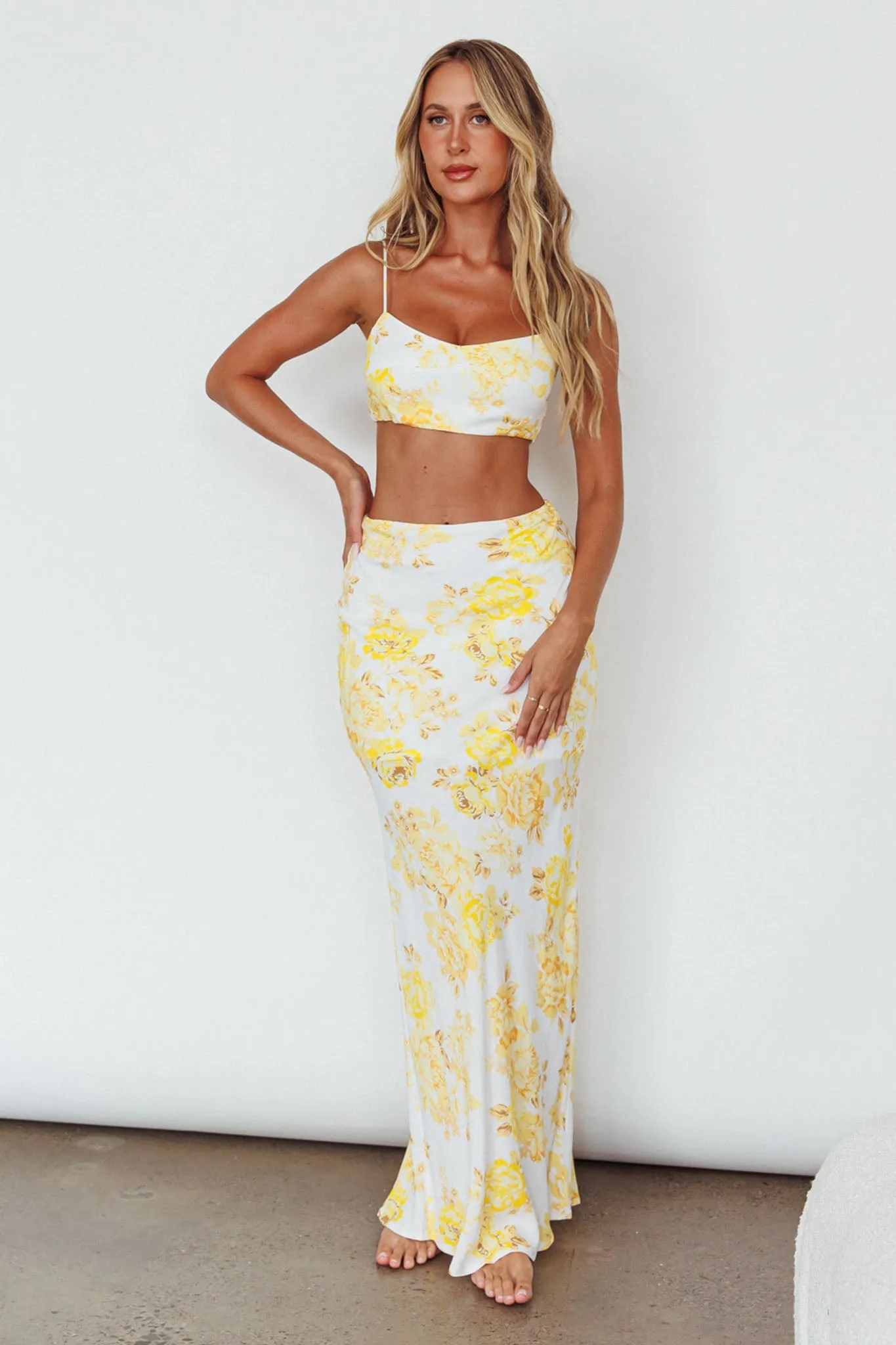 The Moment Satin Maxi Skirt Floral Yellow sold by Selfie Leslie product image thumbnail 3