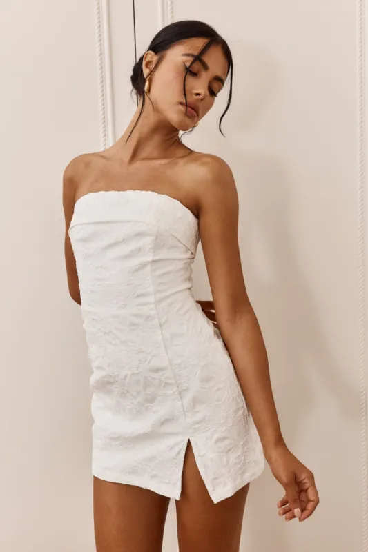 Kamila Strapless Embroidered Romper White sold by Selfie Leslie