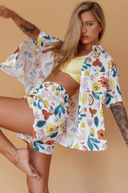 Just A Hunch Button Shirt Printed White sold by Selfie Leslie