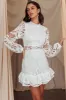 Right Moment Lace Overlay Frill Mini Dress White sold by Selfie Leslie