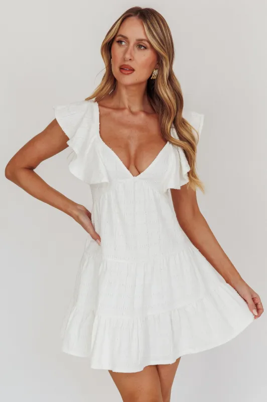 Daffodil Ruffle A-Line Mini Dress White sold by Selfie Leslie