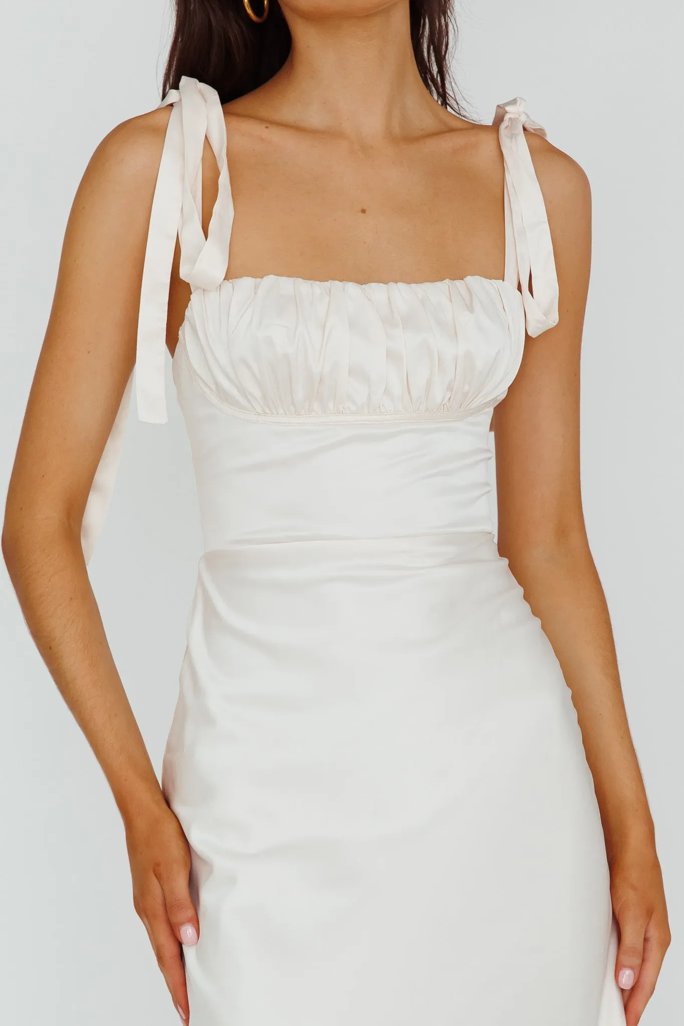 Pennelope Tied Shoulder Maxi Dress Ivory sold by Selfie Leslie product image thumbnail 4