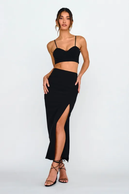 Next To You Thigh Split Skirt Black sold by Selfie Leslie