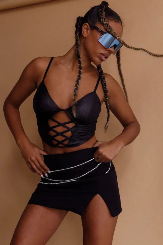 Miette Criss-Cross Crop Top Black sold by Selfie Leslie