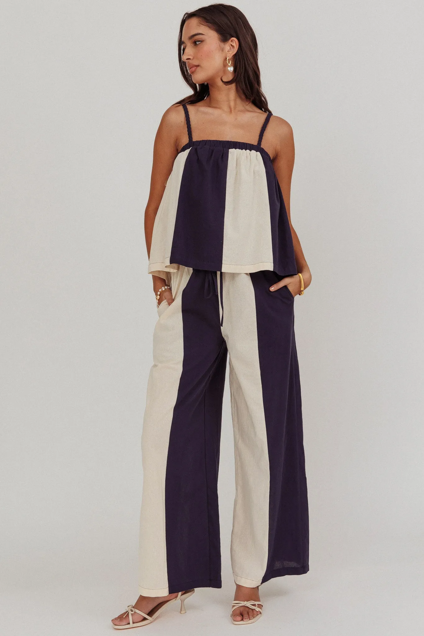 Dream Girl Contrast Wide Leg Pant Midnight sold by Selfie Leslie