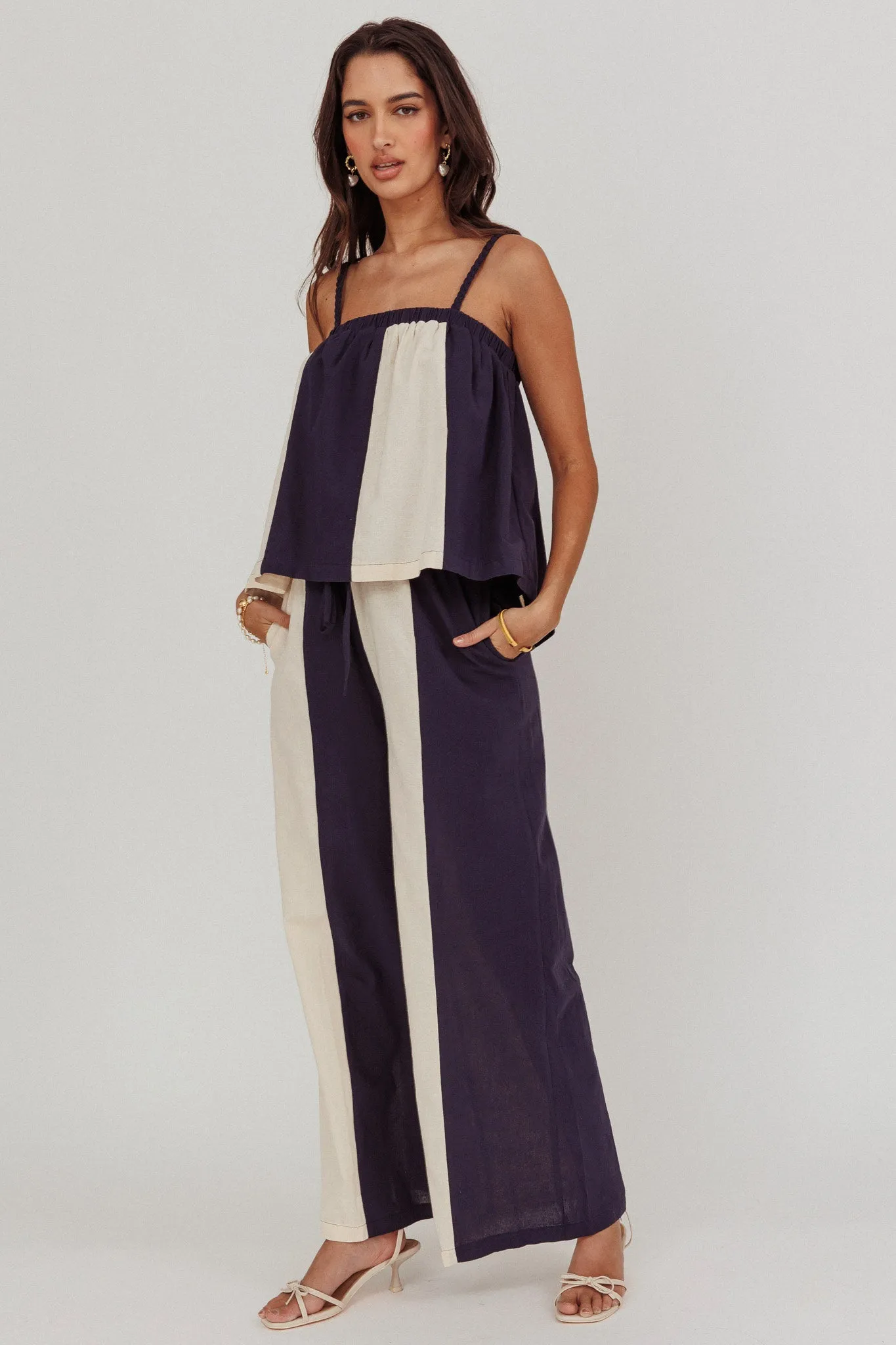 Dream Girl Contrast Wide Leg Pant Midnight sold by Selfie Leslie product image thumbnail 3