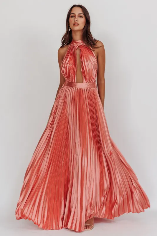 Monarch Pleated Satin Maxi Dress Rose sold by Selfie Leslie